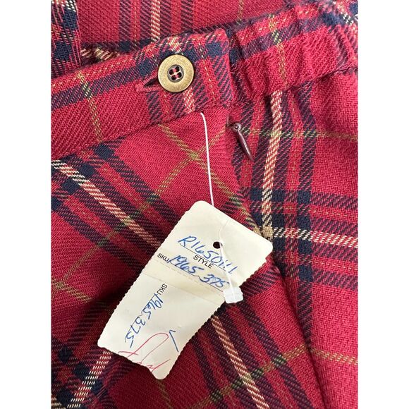 NWT 80s Vintage Red Plaid Midi Skirt Preppy Plus Size Style size 16 - Picture 4 of 5